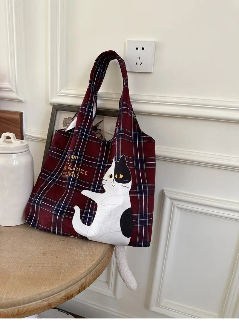 Plaid Flocking Cat Vest with Scottish and Soft Plush Design