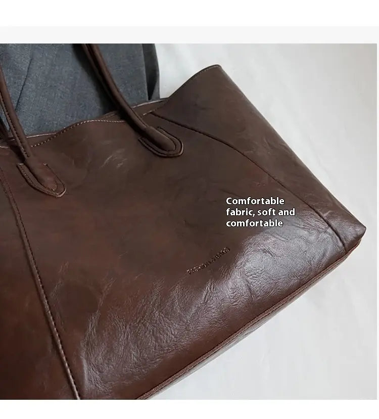 Große PU -Leder -Handtasche Tasche für Frauen schwarz weiß braune Schulterbalken