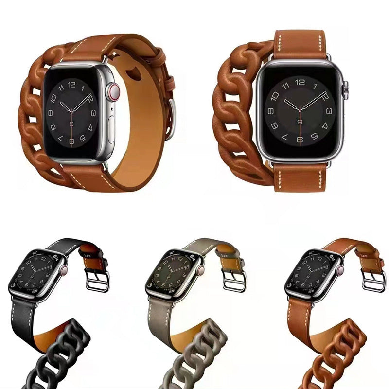 Calfskin Leather Watch Strap for 41/45mm Apple Watches Classic Feel - Feels Good Happy Wrists calfskin leather watch