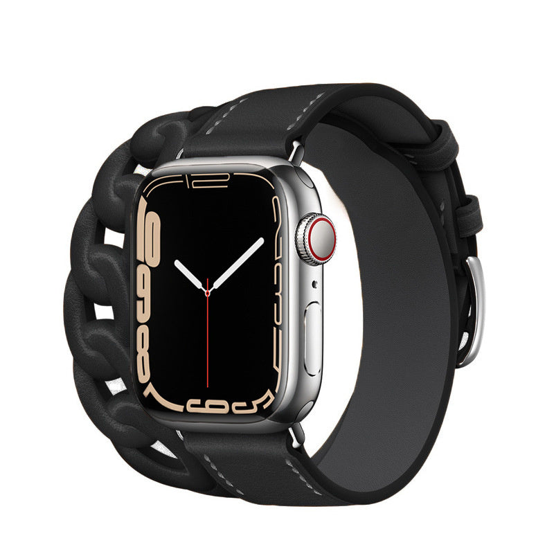 Calfskin Leather Watch Strap for 41/45mm Apple Watches Classic Feel - Feels Good Happy Wrists calfskin leather watch