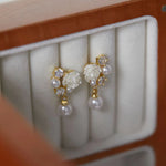 White Pearl Micro Inlaid Camellia Earrings for Women in the United States - Eardrops So Chic Even Camellias Are Jealous