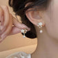 White Pearl Micro Inlaid Camellia Earrings for Women in the United States - Eardrops So Chic Even Camellias Are Jealous