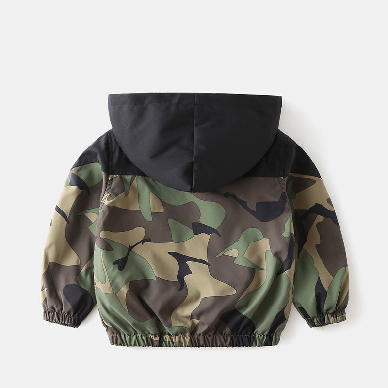 Camouflage Color Matching Jacket with Hood for Spring and Autumn - camouflage color matching jacket