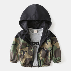 Camouflage Color Matching Jacket with Hood for Spring and Autumn - camouflage color matching jacket