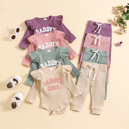 Candy Color Sunken Stripe Letter Embroidery Suit - Candy Color Sunken Stripe Suit for Tiny Trendsetters