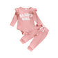 Candy Color Sunken Stripe Pants and Shirt Set in Cotton Fabric - Suit for Tiny Trendsetters candy color sunken stripe