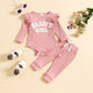 Candy Color Sunken Stripe Pants and Shirt Set in Cotton Fabric - Suit for Tiny Trendsetters candy color sunken stripe