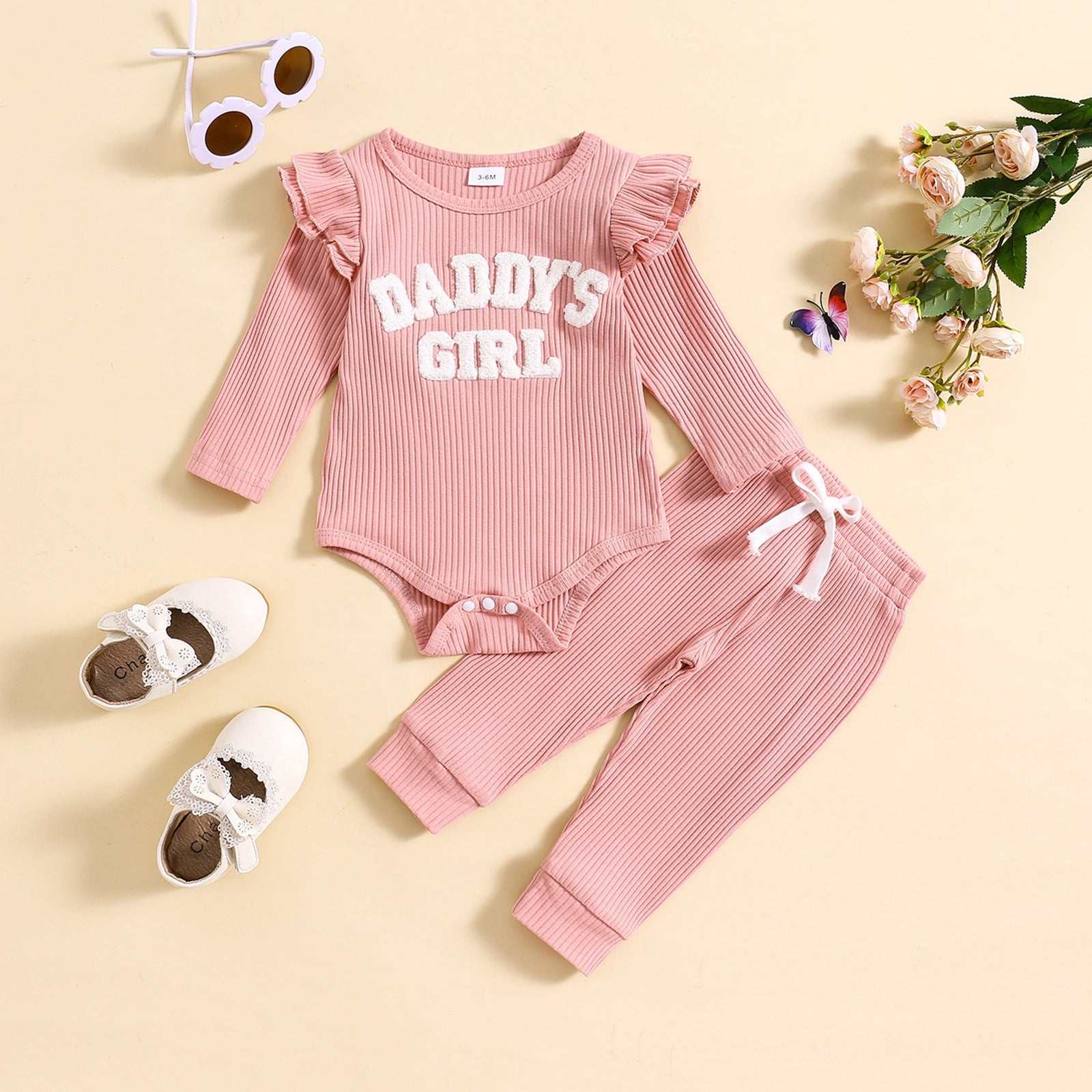 Candy Color Sunken Stripe Letter Embroidery Suit - Candy Color Sunken Stripe Suit for Tiny Trendsetters