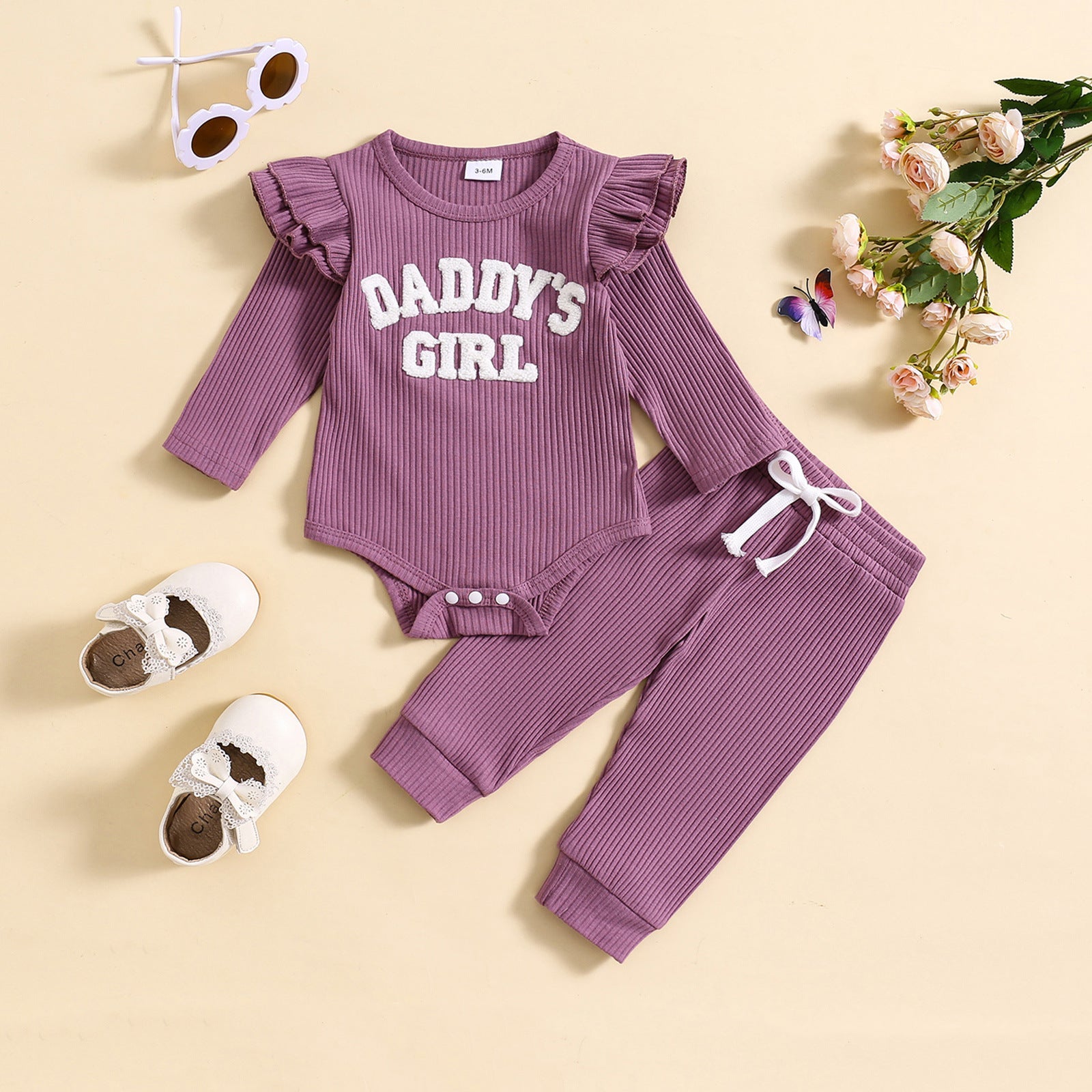 Candy Color Sunken Stripe Letter Embroidery Suit - Candy Color Sunken Stripe Suit for Tiny Trendsetters