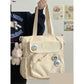 Canvas Japanese College Style Bag with Badges and Pendant - Teleplus canvas japanese college style bag