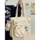 Canvas Japanese College Style Bag with Badges and Pendant - Teleplus canvas japanese college style bag