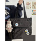 Canvas Japanese College Style Bag with Badges and Pendant - Teleplus canvas japanese college style bag