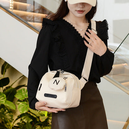 Canvas Shell Shoulder Bag in Beige Orange White or Black for Women - Teleplus Multiple Colors crossbody canvas shell