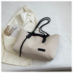 Canvas Shoulder Bag Large Oxford Tote Black Brown Double Strap for Travel Work