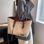 Canvas Shoulder Bag Large Oxford Tote Black Brown Double Strap for Travel Work