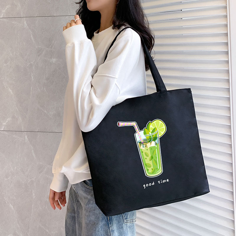 Canvas Shoulder Handbag Student Tote with Sandwich Pocket and Oxford Cloth Design - Teleplus shoulder handbag student