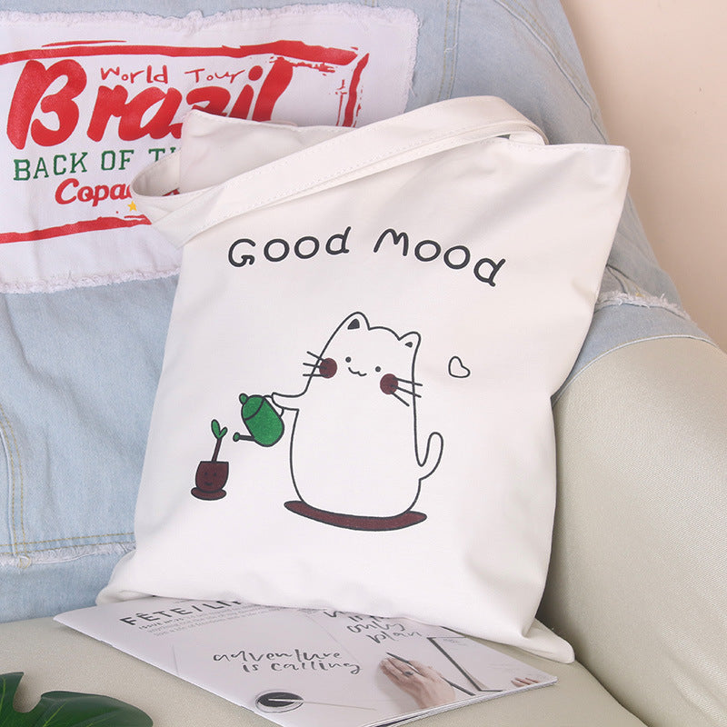 Canvas Shoulder Handbag Student Tote with Sandwich Pocket and Oxford Cloth Design - Teleplus shoulder handbag student