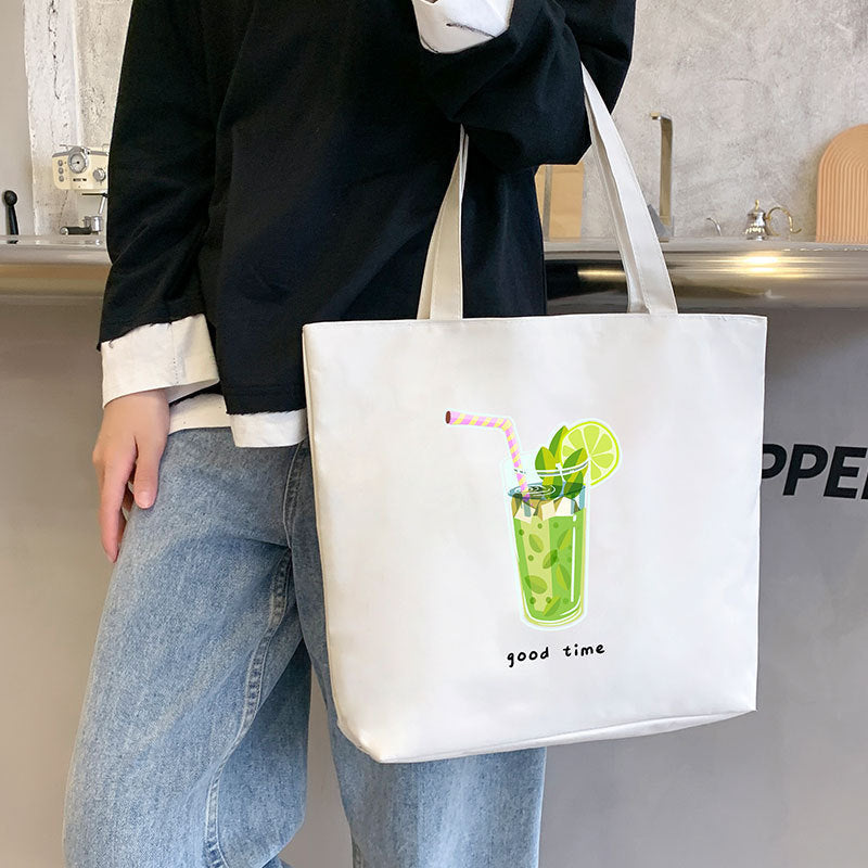 Canvas Shoulder Handbag Student Tote with Sandwich Pocket and Oxford Cloth Design - Teleplus shoulder handbag student