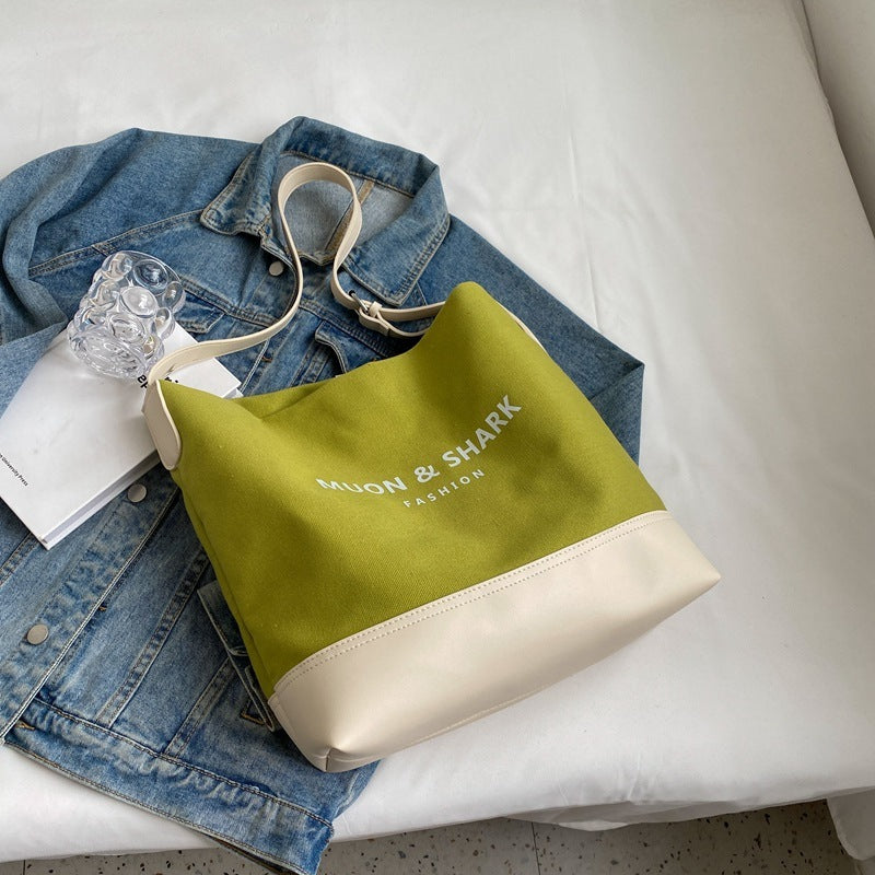 Canvas Tote Bag with Zipper Pockets Soft Handle Urban Travel Handbag