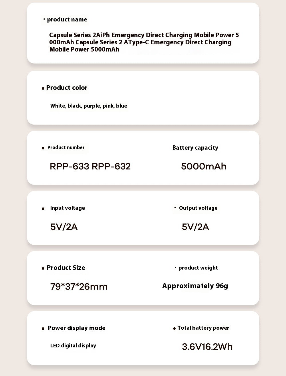 Capsule 5000 MA Emergency Power Bank - Capsule 5000 MA Emergency Power Bank Compact Design