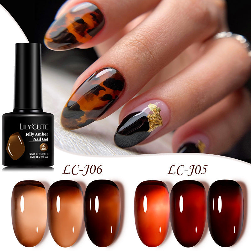 Caramel Amber UV Polish Ice Gel with Frosted and Matte Finishes - amber uv polish ice gel caramel