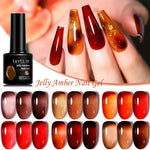 Caramel Amber UV Polish Ice Gel with Frosted and Matte Finishes - amber uv polish ice gel caramel