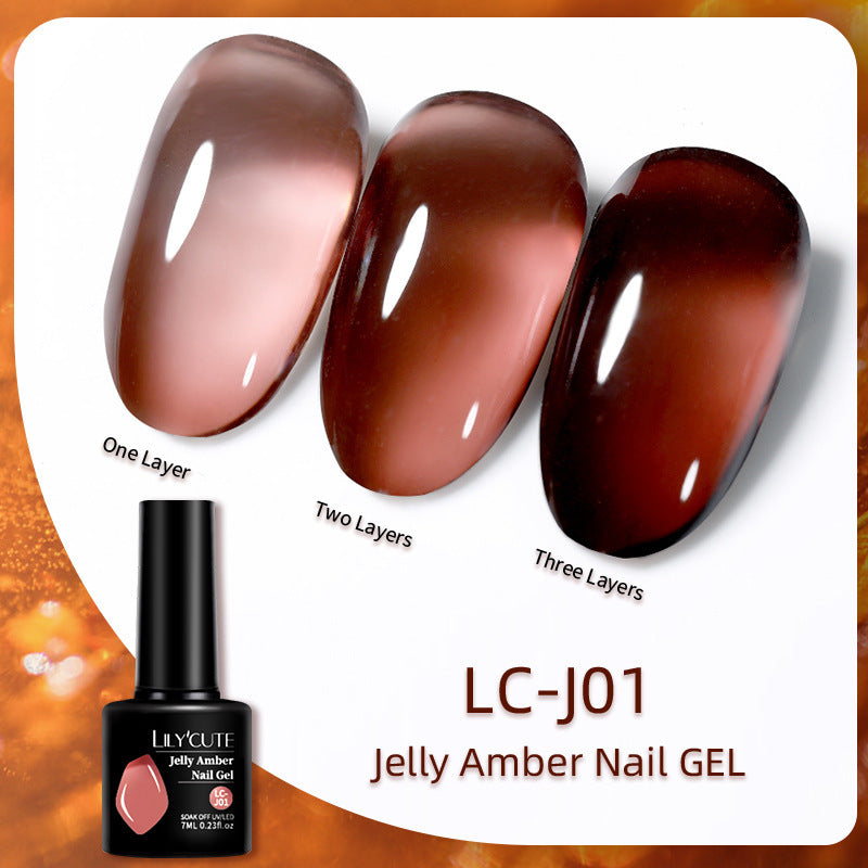 Caramel Amber UV Polish Ice Gel with Frosted and Matte Finishes - amber uv polish ice gel caramel