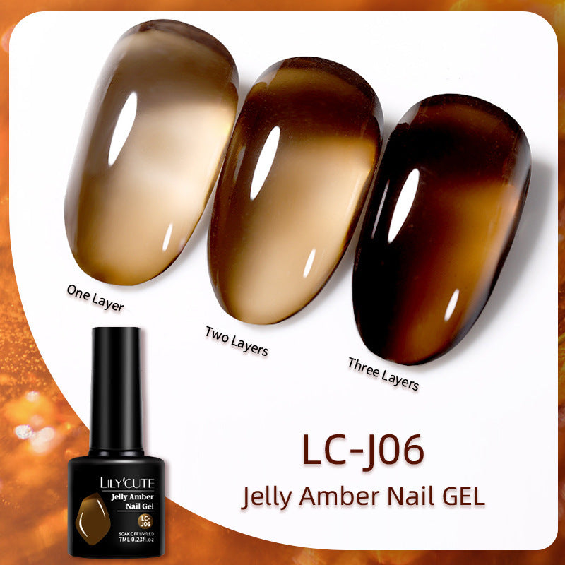 Caramel Amber UV Polish Ice Gel with Frosted and Matte Finishes - amber uv polish ice gel caramel