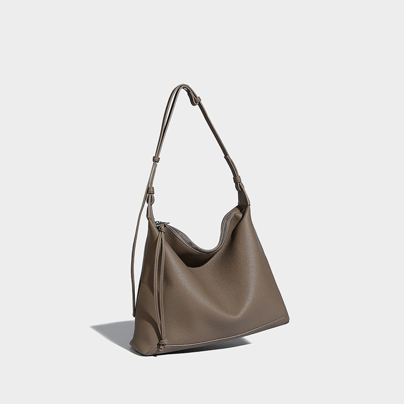 Caramel Elephant Gray Messenger Bag Soft PU Leather Large Shoulder Purse