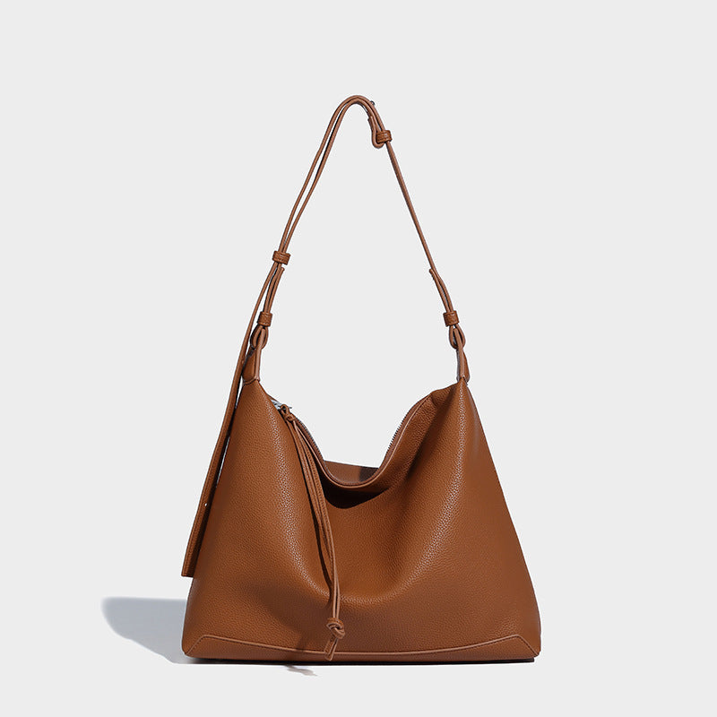 Caramel Elephant Gray Messenger Bag Soft PU Leather Large Shoulder Purse