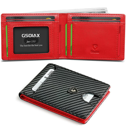Carbon Fiber Business Wallet Anti-Theft RFID Blocking Leather Card Holder - carbon fiber