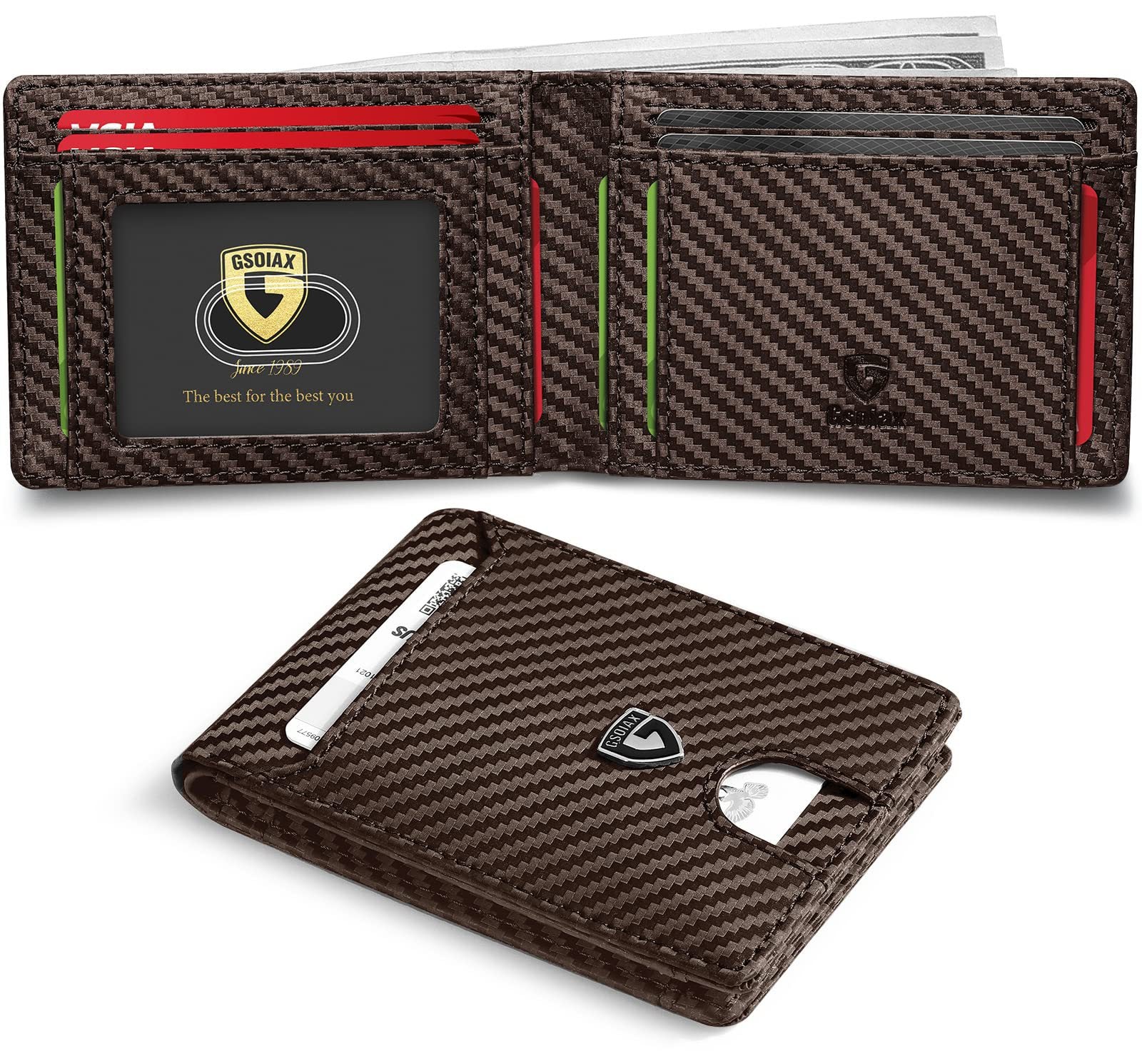 Carbon Fiber Business Wallet Anti-Theft RFID Blocking Leather Card Holder - carbon fiber