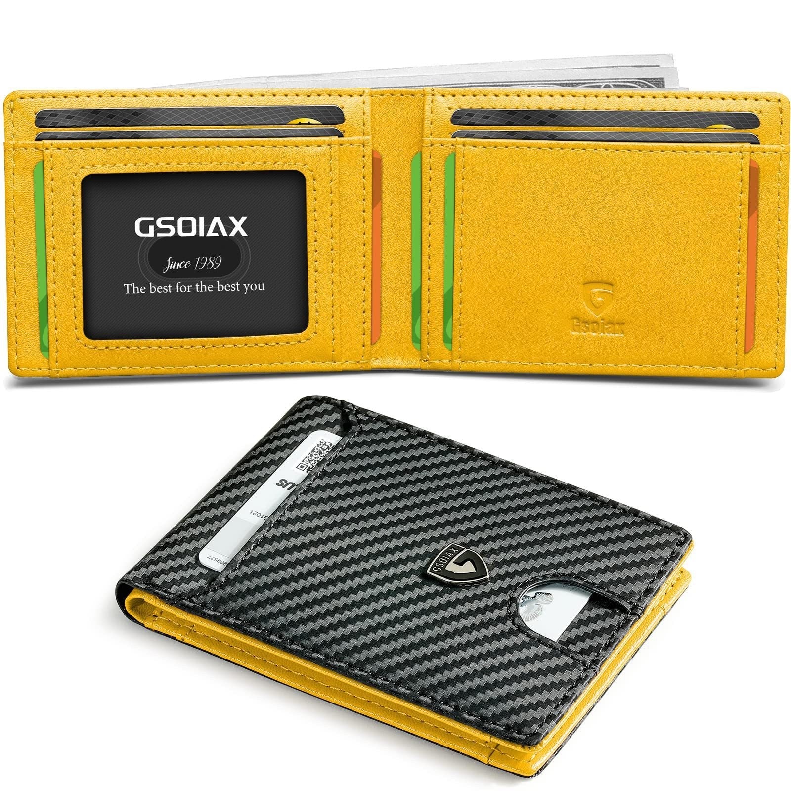 Carbon Fiber Business Wallet Anti-Theft RFID Blocking Leather Card Holder - carbon fiber