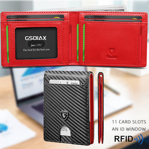 Carbon Fiber Business Wallet Anti-Theft RFID Blocking Leather Card Holder - carbon fiber