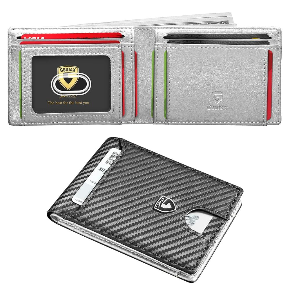 Carbon Fiber Business Wallet Anti-Theft RFID Blocking Leather Card Holder - carbon fiber