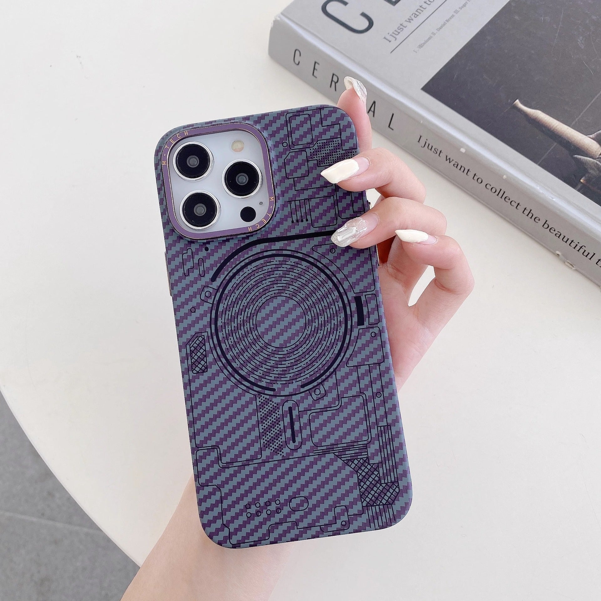 Carbon Fiber Grain Magnetic Phone Case with Anti-Fall and Sparkproof Features - Teleplus carbon fiber grain magnetic