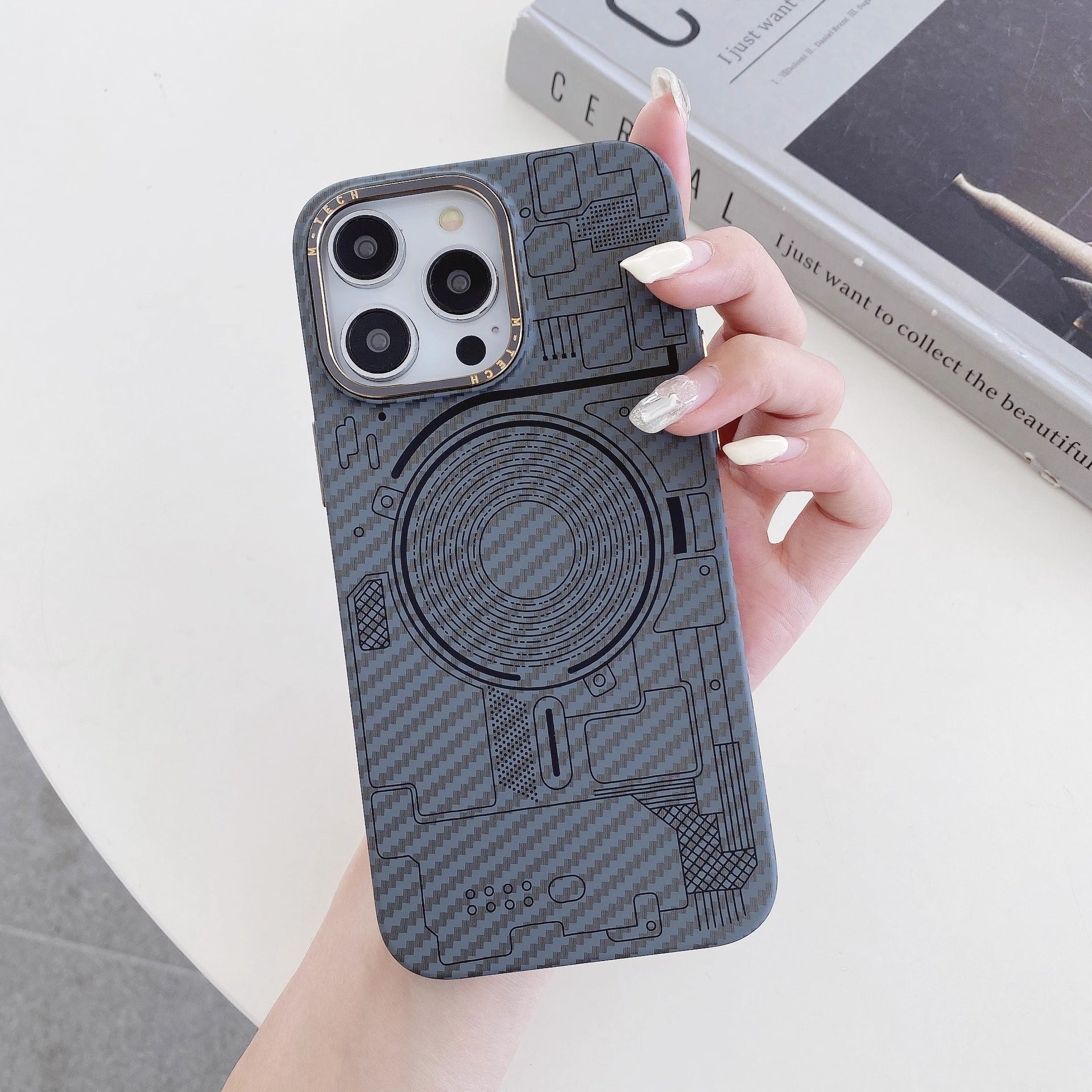Carbon Fiber Grain Magnetic Phone Case with Anti-Fall and Sparkproof Features - Teleplus carbon fiber grain magnetic