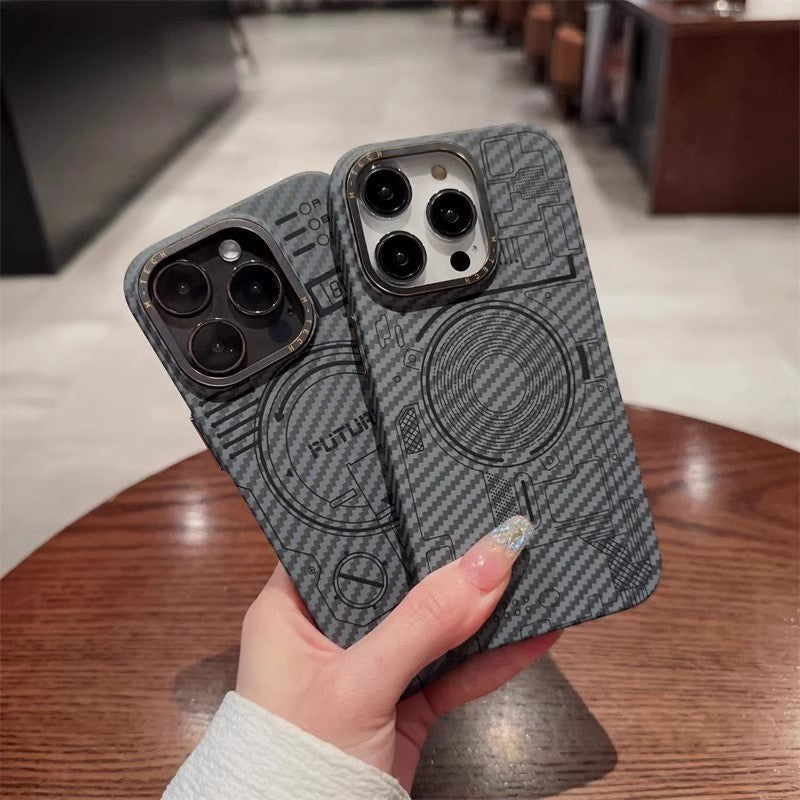 Carbon Fiber Grain Magnetic Phone Case with Anti-Fall and Sparkproof Features - Teleplus carbon fiber grain magnetic