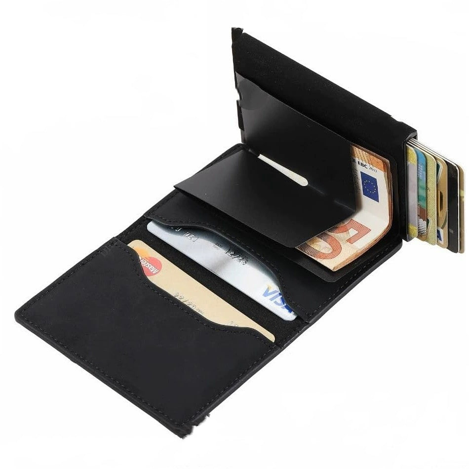 Carbon Fiber Leather Wallet for Men and Women RFID Blocking Slim Cowhide - carbon fiber