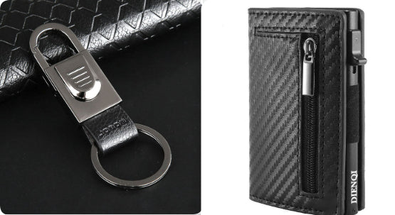 Carbon Fiber Leather Wallet for Men and Women RFID Blocking Slim Cowhide - carbon fiber