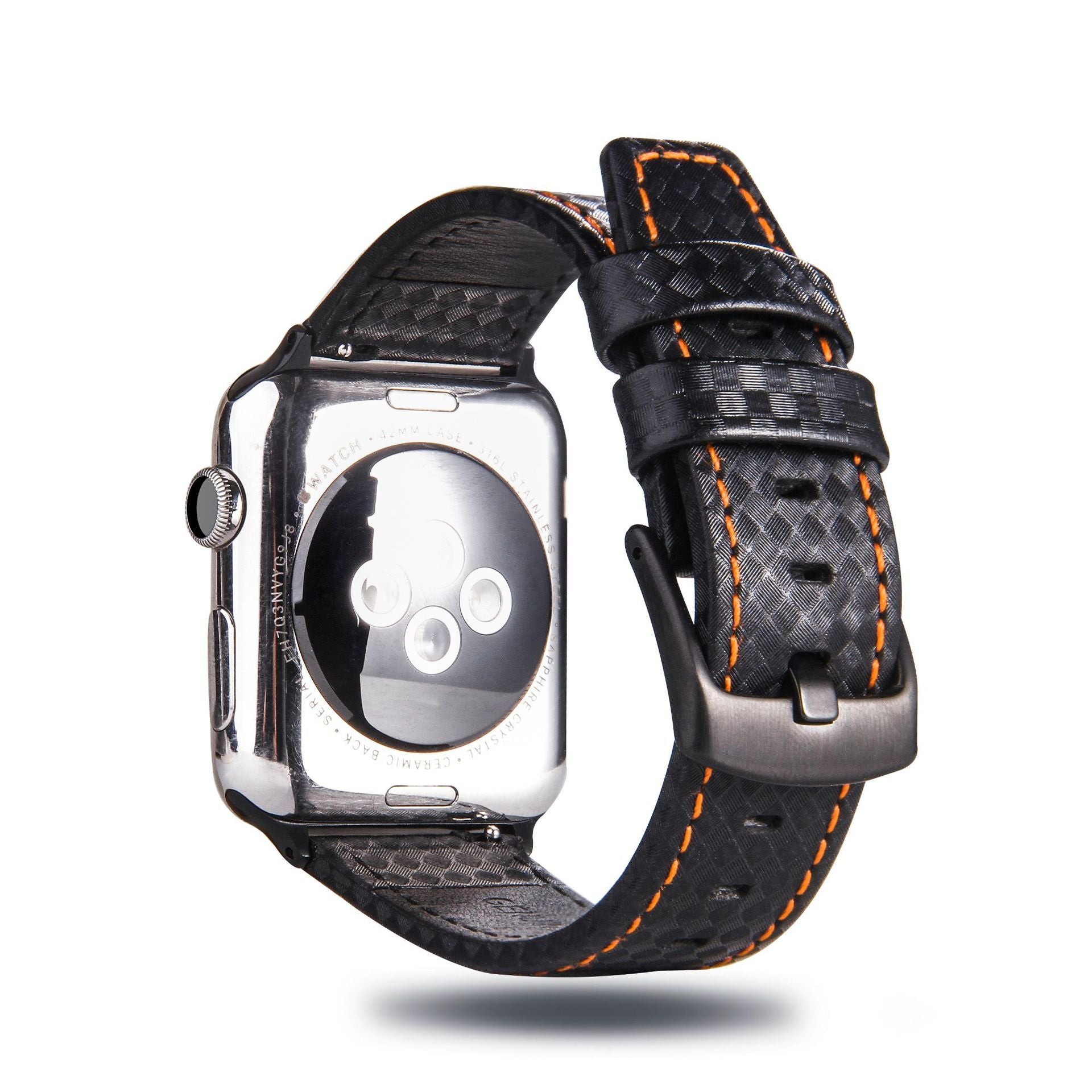 Carbon Fiber Leather Watch Strap Compatible with iPhone Models - Time to Be Fancy carbon fiber leather watch