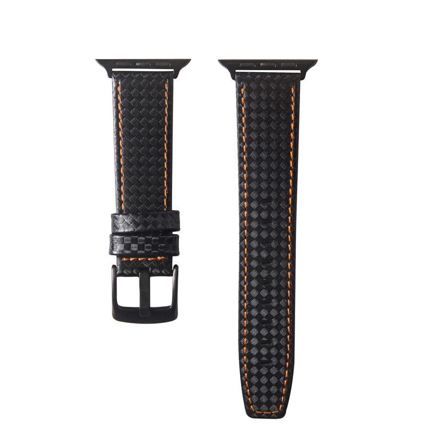 Carbon Fiber Leather Watch Strap Compatible with iPhone Models - Time to Be Fancy carbon fiber leather watch