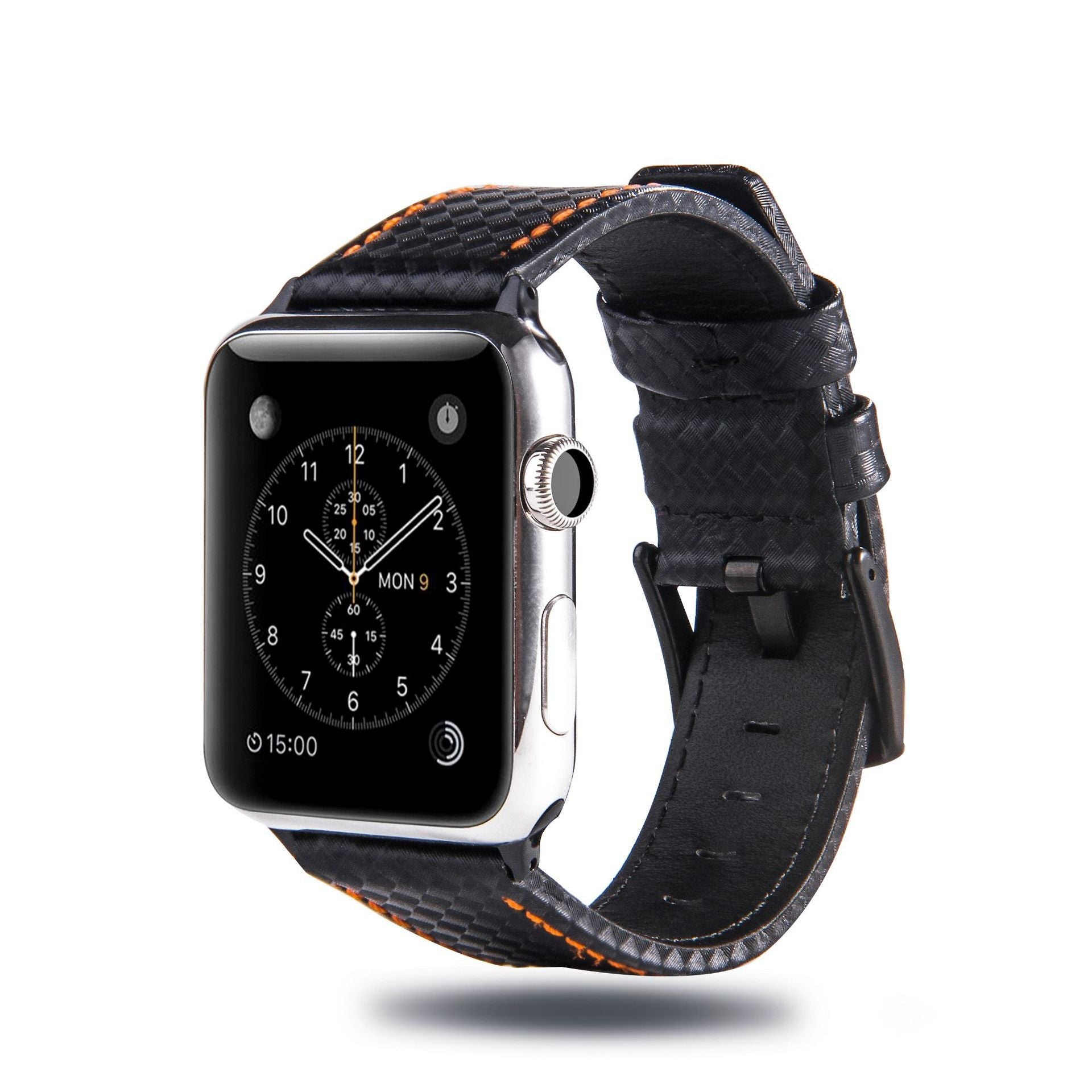 Carbon Fiber Leather Watch Strap Compatible with iPhone Models - Time to Be Fancy carbon fiber leather watch