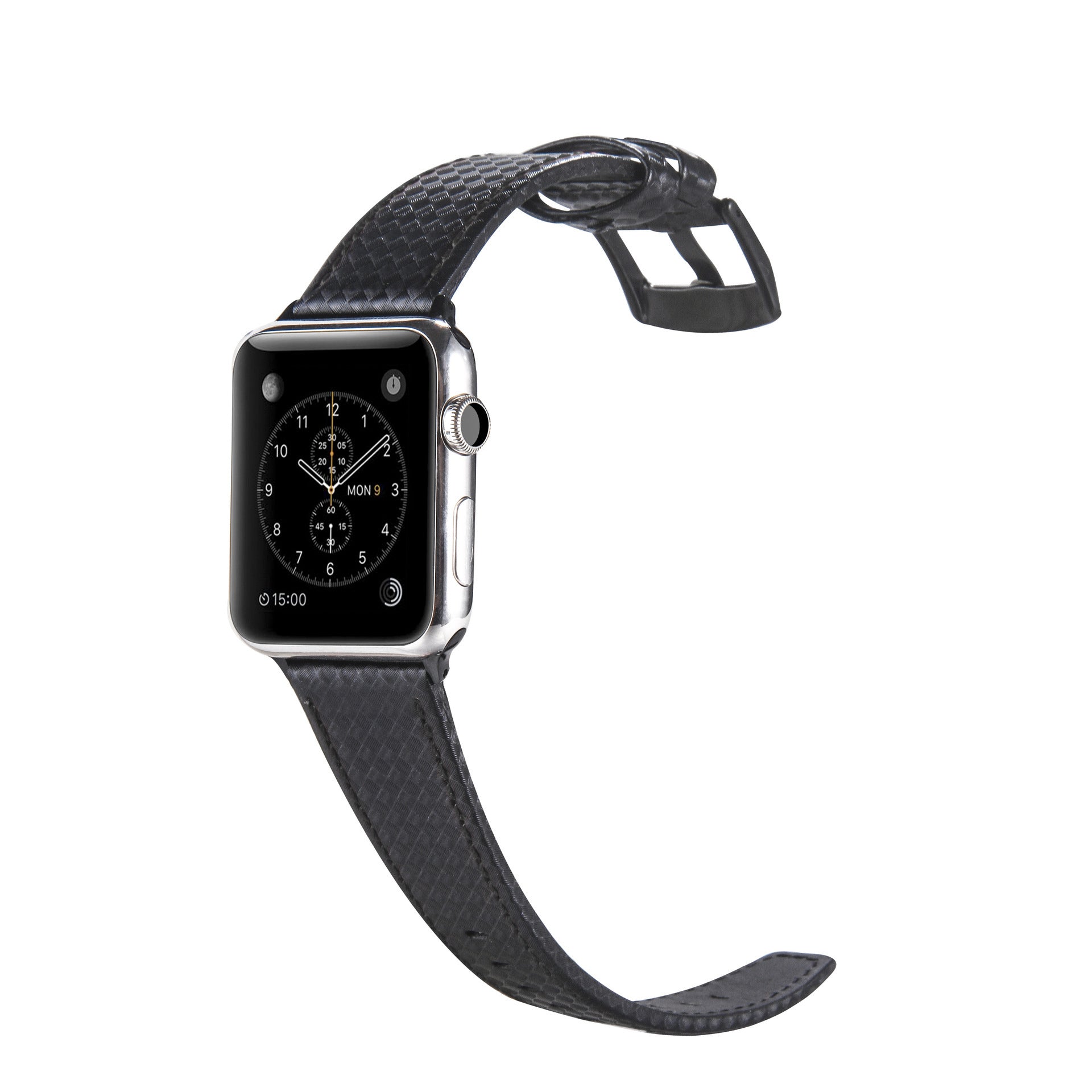 Carbon Fiber Leather Watch Strap Compatible with iPhone Models - Time to Be Fancy carbon fiber leather watch