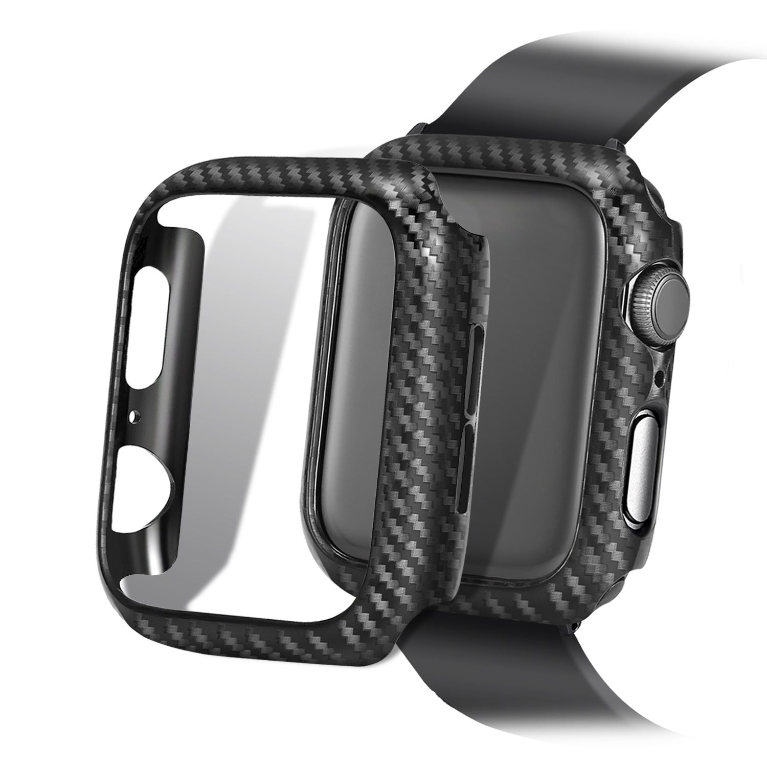 Carbon Fiber Leather Watch Strap Compatible with iPhone Models - Time to Be Fancy carbon fiber leather watch