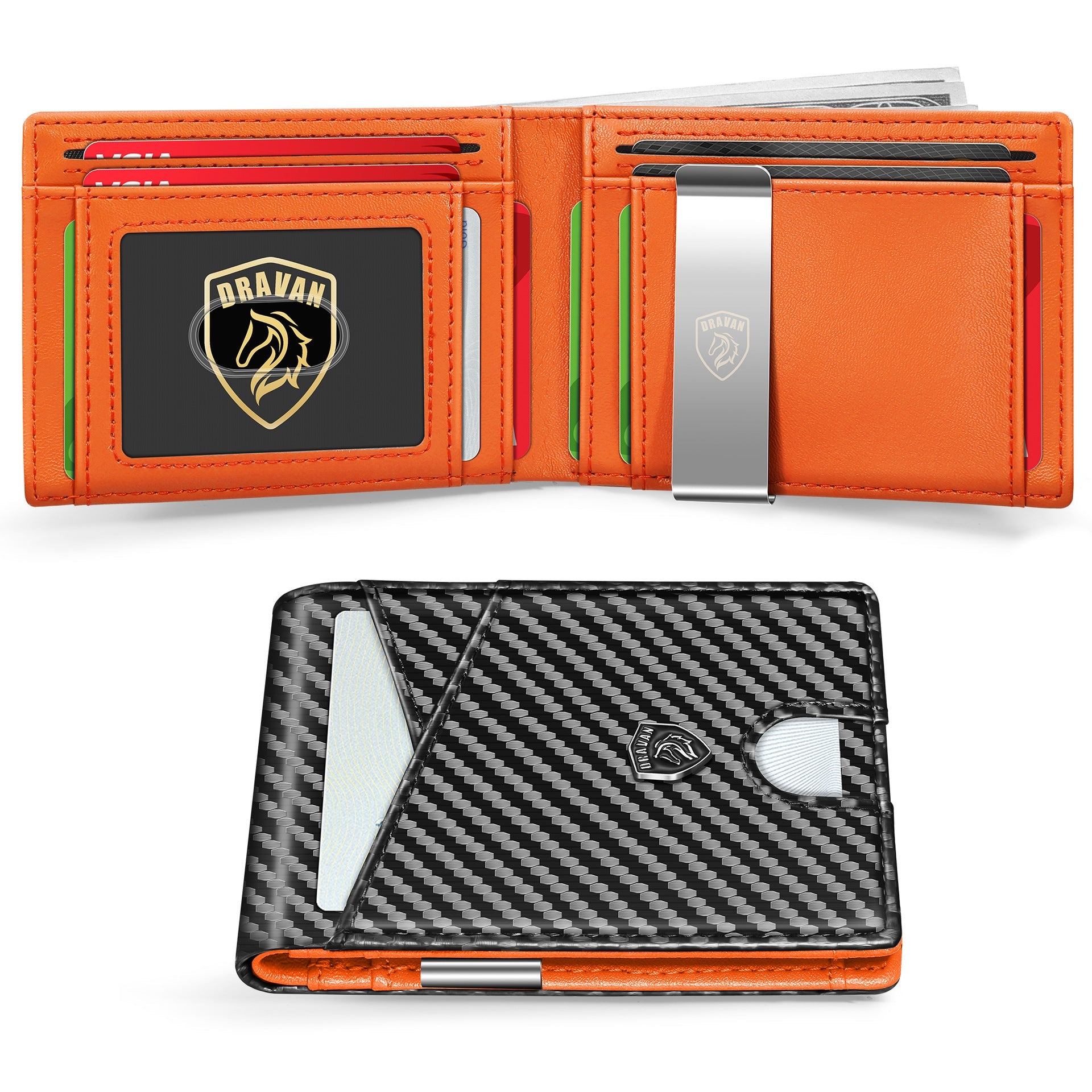Carbon Fiber Metal Wallet RFID Blocking Slim Card Holder for Men and Women