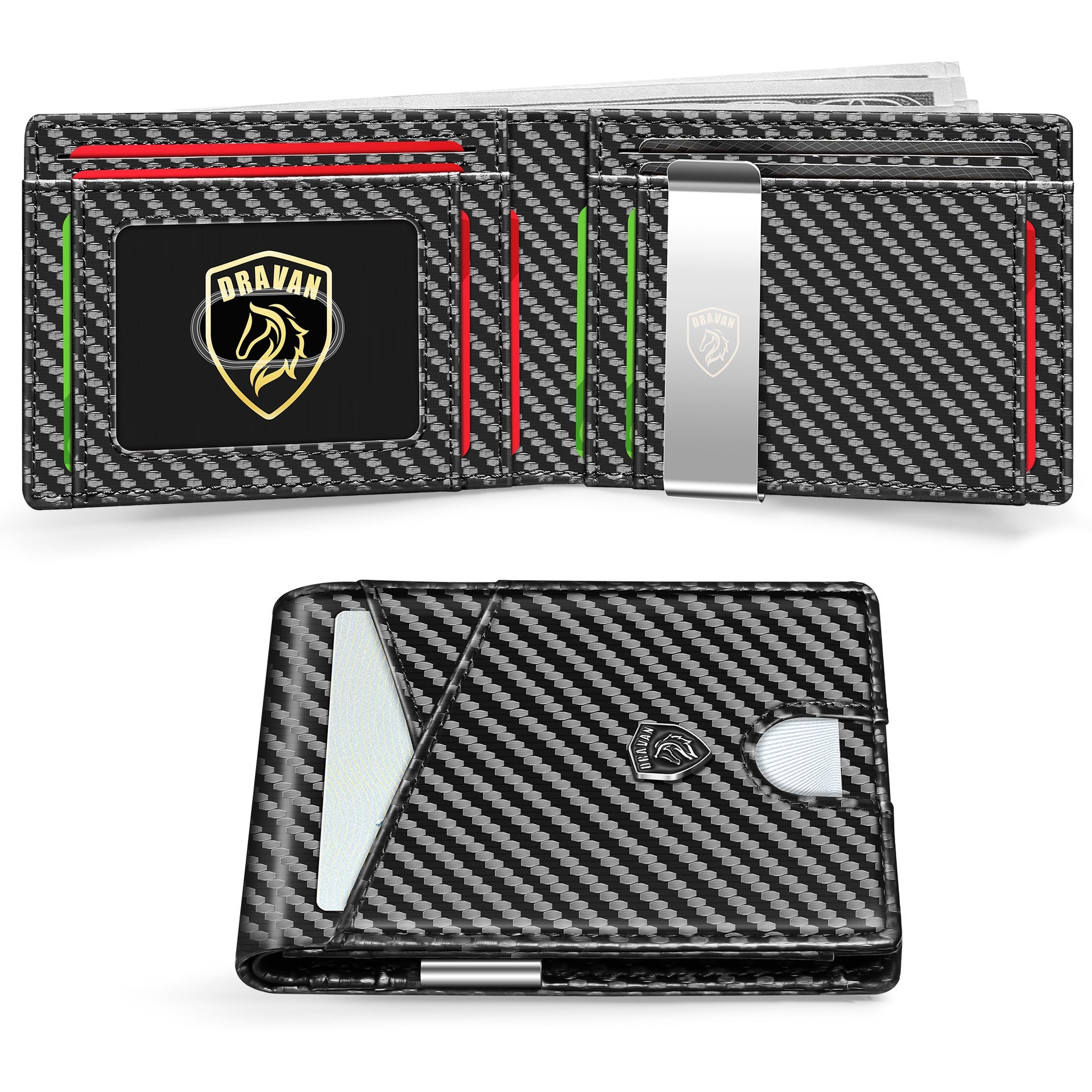 Carbon Fiber Metal Wallet RFID Blocking Slim Card Holder for Men and Women - metal wallet