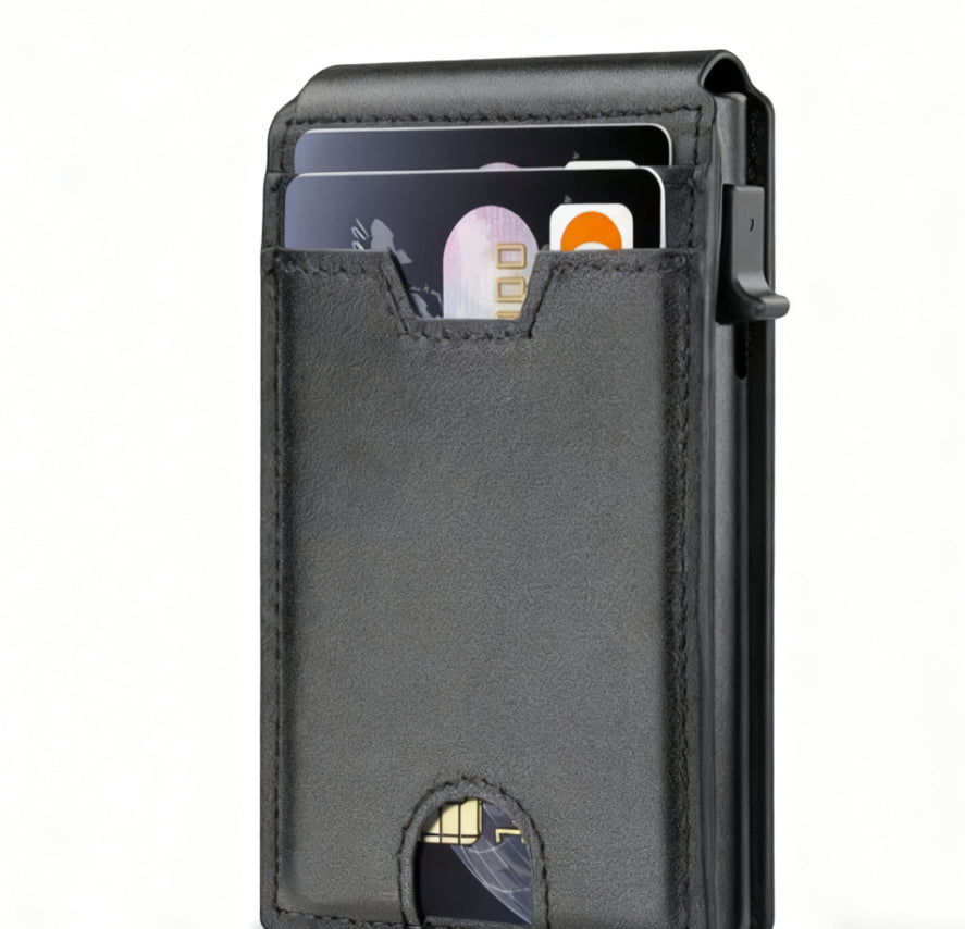 Carbon Fiber Pattern Slim PU Wallet RFID Blocking Money Clip for Men and Women