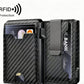 Carbon Fiber Pattern Slim PU Wallet RFID Blocking Money Clip for Men and Women