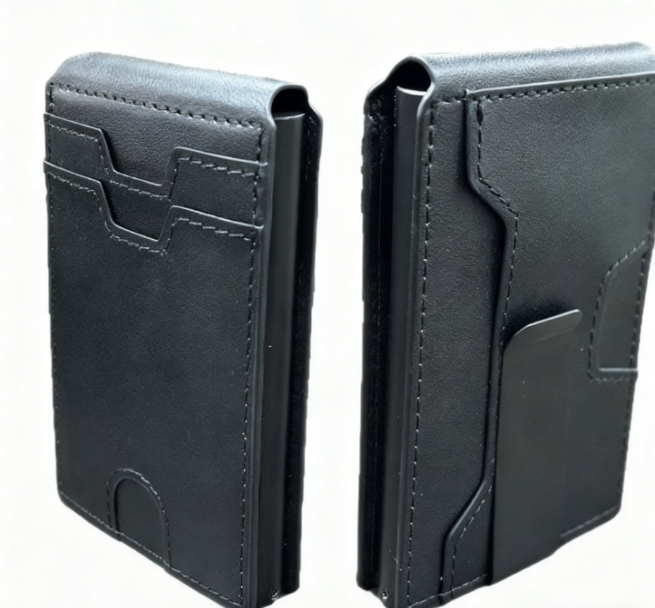 Carbon Fiber Pattern Slim PU Wallet RFID Blocking Money Clip for Men and Women